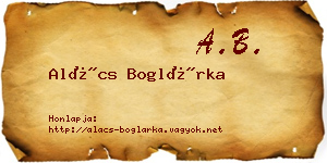 Alács Boglárka névjegykártya